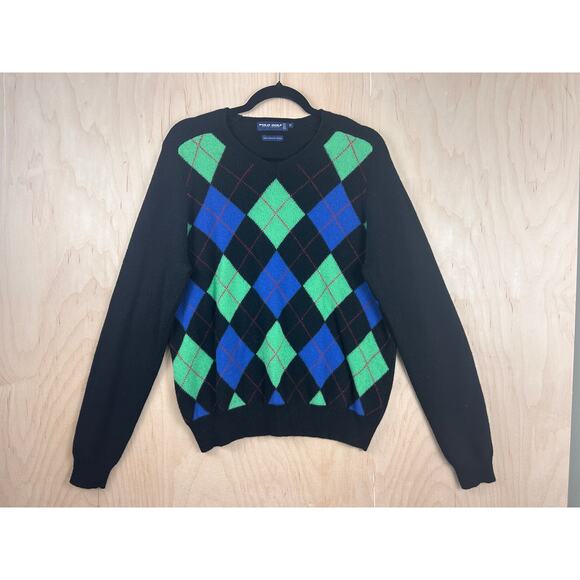 Polo Golf Ralph Lauren Men’s Argyle Merino Wool Sweater Medium - Picture 2 of 8